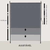 Outsunny Toldo Vertical Exterior 200x305 cm Tela de Privacidade Enrolável Ajustável com Manivela Proteção UV 40+ Cinzento(m-5)