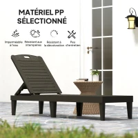 Outsunny Lot de 2 bains de soleil, chaise longue avec dossier ajustable à 4 positions, 56 x 187 x 28 cm, noir(m-5)