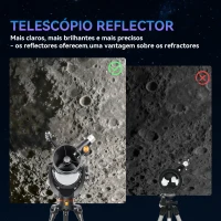 Outsunny Telescópio Refletor Abertura de 114 mm 16X-120X, 470 mm com Lente Barlow Tripé Ajustável 86x86x145 cm Azul Escuro e Preto(m-4)