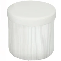 HOMCOM Puff de Arrumação Banco de Arrumação Dobrável 35 L 38x38x38 cm Estofado em Veludo Baú de Arrumação Redondo Creme(m-1)