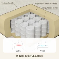 HOMCOM Sofá Chaise Longue Sofá em Forma de L Estofado em Poliéster Sofá de Canto Reversível 186x130x84 cm Creme(m-5)