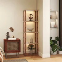 HOMCOM Four-Shelf Floor Lamp - Rustic Brown(m-9)