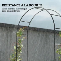 Outsunny Arche de Jardin avec 2 Bases pour Plantes Grimpantes Rosiers Vignes, Arche de Mariage, 145x39x237cm, Noir(m-6)
