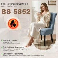 HOMCOM Fabric Single Sofa Dining Chair Tub Chair Upholstered W/ Pillow Solid Wood Leg Home Living Room Furniture Blue(m-7)