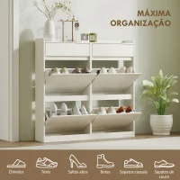 HOMCOM Sapateira Estreita com 4 Portas Sapateira para Entrada com 2 Gavetas para 8 Pares de Sapatos 98x19,2x95,3 cm Branco(m-5)