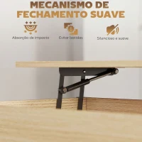 HOMCOM Mesa de Centro Elevatória com Rodas Compartimento Oculto e Prateleiras Abertas 105x50x67 cm Madeira e Branco(m-12)