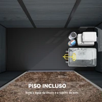 Outsunny Abrigo de Jardim Exterior 2,77 m² 244x131x201 cm com Base, Portas com Fecho, Janelas e Ventilação, Cinzento Escuro(m-4)
