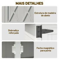 Outsunny Armário de Jardim de Madeira 75x40x90 cm Armário para Armazenamento de Ferramentas com 4 Prateleiras 2 Portas Cinzento(m-7)