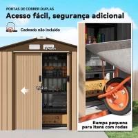 Outsunny Abrigo de Jardim Exterior 2,42 m² 213x130x185 cm com Porta de Correr, Ventilação e Luvas, Amarelo(m-5)