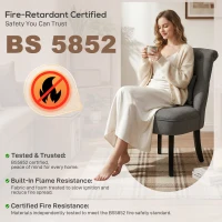 HOMCOM Fabric Single Sofa Dining Chair Tub Chair Upholstered W/ Pillow Solid Wood Leg Home Living Room Furniture Charcoal Grey(m-7)