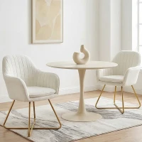 HOMCOM Set of Two Boucle Dining Chairs - Cream(m-8)
