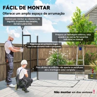 Outsunny Abrigo de Jardim 3,24 m² 190x191x215 cm com Porta de Correr e Trinco Janela e Ventilação para Armazenamento de Ferramentas Cinza Claro(m-4)