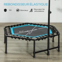 SPORTNOW Trampoline de fitness 114 cm, cordes élastiques, poignée réglable 3 positions, trampoline d'exercice silencieux, bleu(m-5)