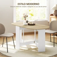 HOMCOM Mesa de Cozinha Dobrável Mesa de Jantar Dobrável Ovalada com Laterais Abatíveis Estilo Moderno 163x80x75 cm Madeira(m-5)
