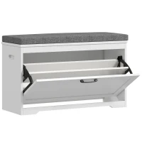 HOMCOM Banco Sapateira Moderno com Assento Acolchoado Prateleira Ajustável para 8 Pares de Sapatos 80x30x50 cm Branco(m-1)