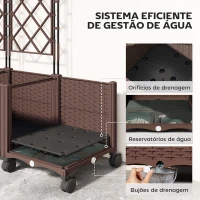 Outsunny Floreira com Treliça e Rodas com Drenagem para Cultivo de Legumes, Flores e Ervas 120x40x192 cm Castanho(m-5)