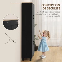 HOMCOM Armoire de cuisine hauteur 170 cm buffet haut avec 4 portes et étagères ajustable, design moderne, noir(m-6)