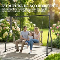 Outsunny Estrutura de Balanço em Aço para 2 ou 3 Assentos Capacidade de 360 kg 210x117x175 cm Preto(m-4)