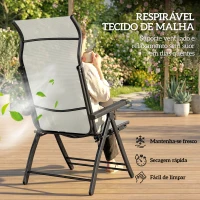 Outsunny Conjunto de 2 Cadeiras Dobráveis Reclináveis de Jardim Exterior com Encosto Alto Ajustável em 5 Posições Apoio para Pés Cinza Claro(m-7)