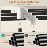 HOMCOM Armário de Roupa Aberto 142x43x185 cm Armário para Roupas com 4 Prateleiras de Tecido 3 Barras para Pendurar Creme(m-7)