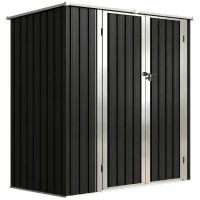 Outsunny Abrigo de Jardim Exterior Metálico 1,37 m² 163x89x163 cm com Telhado Inclinado, Portas com Fecho e Luvas Cinzento(m-1)