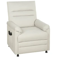HOMCOM Fauteuil relax électrique massant et chauffant, fauteuil inclinable, repose-pieds, moteur silencieux, 82x99x106cm, crème(m-12)