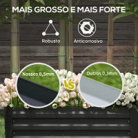 Outsunny Conjunto de 2 Caixas de Plantio de Aço Caixa de Plantio Quadrada para Cultivos de Plantas Flores Pátio Exterior 100x50x30 cm Preto(m-6)