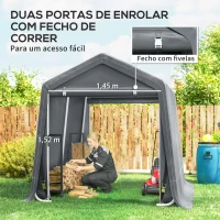 Outsunny Tenda de Jardim para Bicicletas com Estrutura Metálica, 2 Portas com Fecho, Impermeável, Anti-UV, 2,4x2x2 m, Cinzento Escuro(m-5)