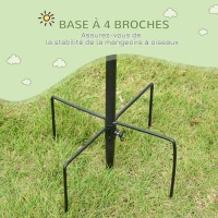 PawHut Station d'alimentation pour oiseaux en acier, mangeoir à oiseaux sur pied 208H cm avec 4 crochets, noir(m-6)