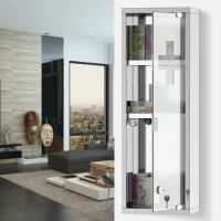 kleankin Armoire à Pharmacie 2 étagères 3 Niveaux 20L x 12l x 58H cm Porte Verre trempé Symbole Croix Acier INOX.(m-8)