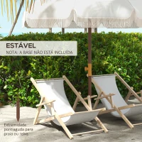 Outsunny Chapéu de Sol de Praia Ø190x210 cm com 8 Varas Abertura Manual Anti-UV Impermeável e Bolsa de Transporte para Jardim Creme(m-6)