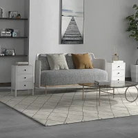 HOMCOM Lot de 2 tables de chevet, tables d'appoint, 3 tiroirs pour chambre en bois 40L x 30l x 64H cm blanc(m-10)