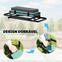 Outsunny Banco de Jardim Dobrável com Almofada de Espuma EVA Assento de Jardim com Bolsa para Ferramentas Cinzento Escuro(m-8)