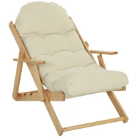 HOMCOM Sillón Silla de Salón Plegable y Reclinable de Madera Sillón Relax Cómodo con Cojín capitoné grueso(m-8)