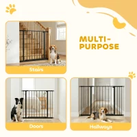 PawHut Dog Gate Pet Safety Gate Stair Barrier Pressure Mount Adjustable 76-82/86-97/101-107 cm, Black(m-5)