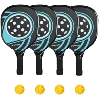 SPORTNOW Lot de 4 raquettes de pickleball ensemble de raquette de pickleball en bois de peuplier 4 balles et un sac bleu et noir(m-12)