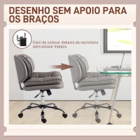 HOMCOM Cadeira de Escritório com Rodas Cadeira para Secretária com Função Baloiço Assento Amplo Sem Braços 60x65x83-93 cm Cinza Escuro(m-5)