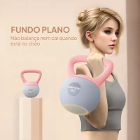 SPORTNOW Kettlebell de 4 kg Pesa Russa Preenchida de Areia Metálica e Alça Antiderrapante para Treino em Casa Ginásio 19x15x25 cm Rosa(m-6)