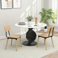 HOMCOM Lot de 2 chaises de salle à manger modernes avec pieds en acier et dossier incurvé, effet bois naturel(m-10)