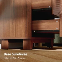 HOMCOM Commode 4 tiroirs meuble de rangement vintage avec poignées en métal, 60 x 36 x 90 cm, effet bois marron(m-7)