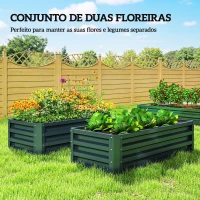 Outsunny Conjunto de 2 Floreiras Grandes para Exterior em Aço Galvanizado Hortas para Terraço Jardim 110x50x30 cm Verde(m-4)