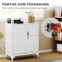 HOMCOM Armário de Arrumação Metálico Armário de Escritório com 2 Portas Arquivador para Escritório 80x35x91 cm Branco(m-5)