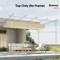 Outsunny Cobertura para Pérgola 2,5x2,55cm Teto de Substituição Retrátil para Pérgola com 10 Orifícios de Drenagem Creme(m-10)