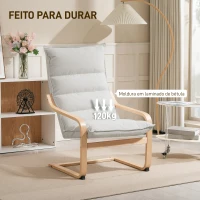 HOMCOM Poltrona de Sala Moderna com Encosto Alto Acolchoado Estrutura de Madeira e Estofada em Veludo 67x83x105 cm Creme(m-7)