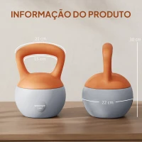 SPORTNOW Kettlebell de  kg Pesa Russa Preenchida de Areia Metálica e Alça Antiderrapante para Treino em Casa Ginásio Ø21x30 cm Laranja(m-3)