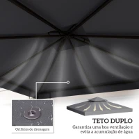 Outsunny Toldo de Substituição 3x3 m com Design de Dois Níveis Orifícios de Drenagem e Proteção UV Apenas Toldo Estrutura Não Incluída Cinzento(m-4)