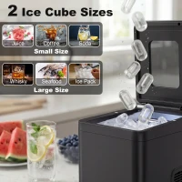 HOMCOM Countertop Ice Maker Machine Self-Cleaning Compact Ice Machine with Ice Scoop and Basket Black(m-5)