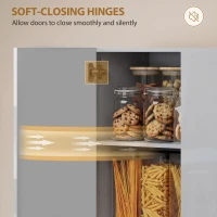 HOMCOM 180 cm Tall Kitchen Cupboard, Pantry Storage Cabinet with Soft Close Doors and Adjustable Shelves, High Gloss Grey(m-7)