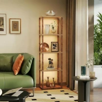 HOMCOM Four-Shelf Floor Lamp - Rustic Brown(m-2)