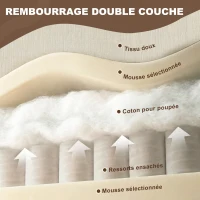 HOMCOM Fauteuil salon avec repose-pied, canapé 1 place en chenille, assise large, rembourrage double couche, 85x128x86cm, crème(m-6)